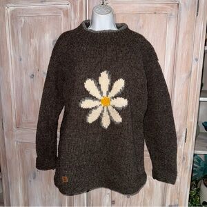 Pachamama Hand Made Wool Flower Sweater Women’s Large
